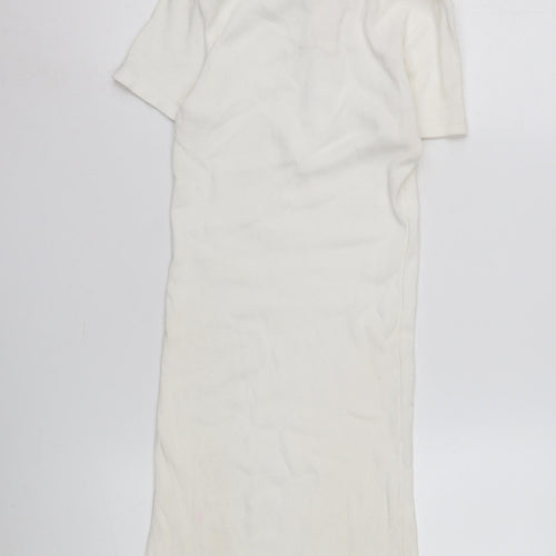 Topshop Women's White Shirt Dress, Size 8, Casual