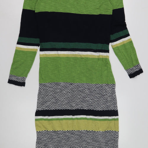 Next Women's Green Chevron Viscose Knit Dress Size 14