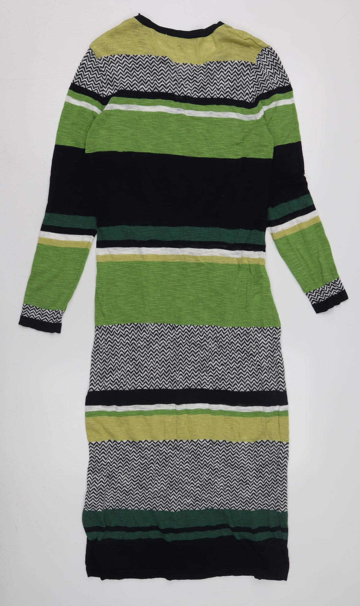 Next Women's Green Chevron Viscose Knit Dress Size 14