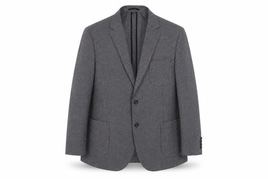 Front view of Marks & Spencer Men's Blue Check Blazer, size 46, Reg