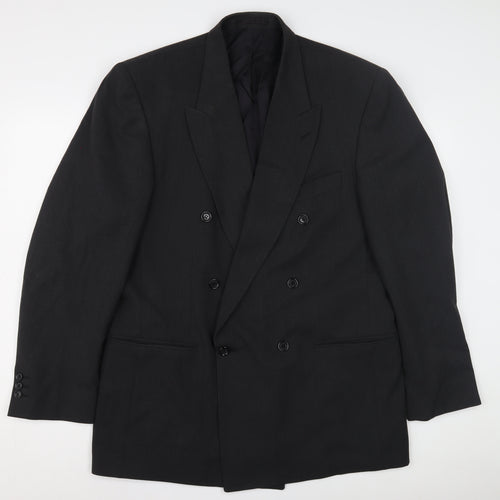 C&A Men's Black Double-Breasted Suit Jacket M