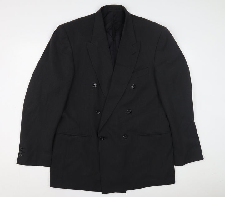 C&A Men's Black Double-Breasted Suit Jacket M