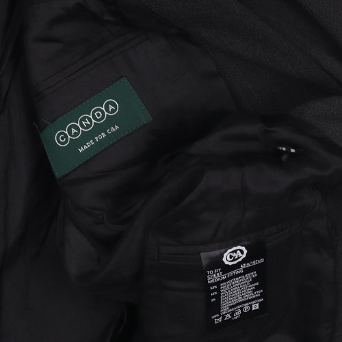 C&A Men's Black Double-Breasted Suit Jacket M