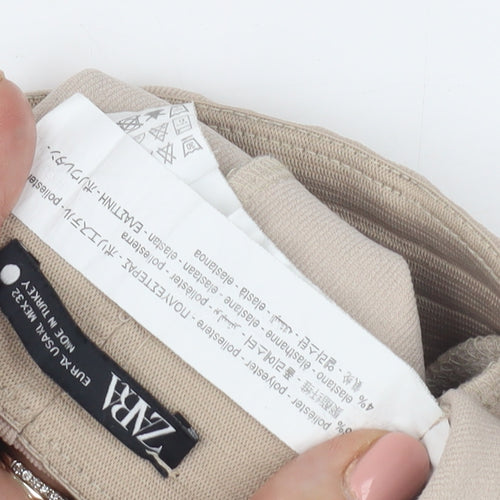 Zara Women's Beige Ankle Trousers XS Slim Fit