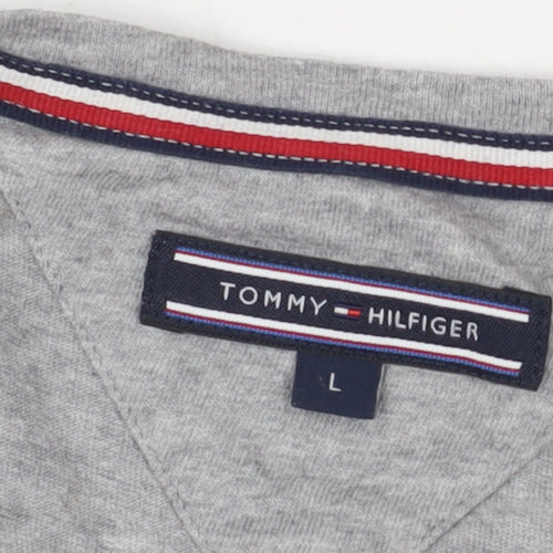 Tommy Hilfiger Men's Grey Striped T-Shirt L