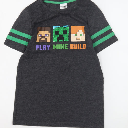 Tu Boys Grey Minecraft T-Shirt, 12 Years, Graphic Print