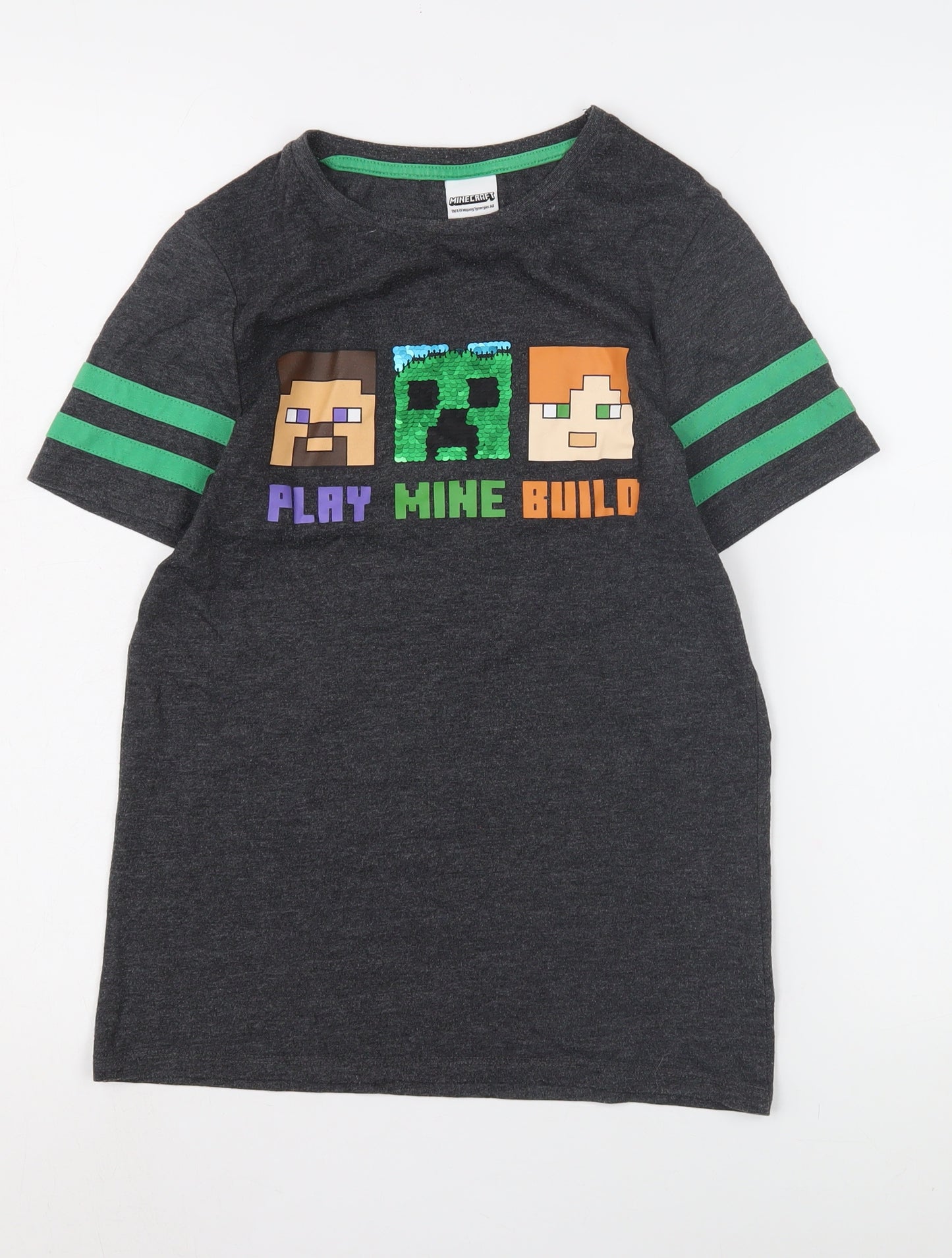 Tu Boys Grey Minecraft T-Shirt, 12 Years, Graphic Print