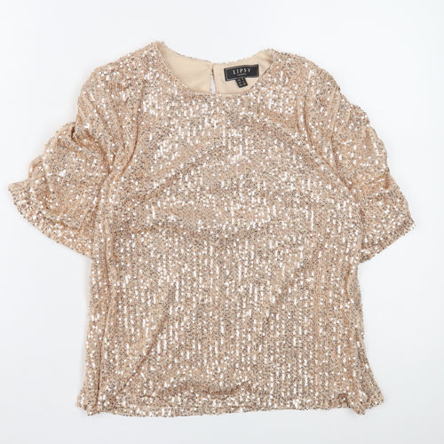 Lipsy Beige Sequin Women’s Top UK 8 Party