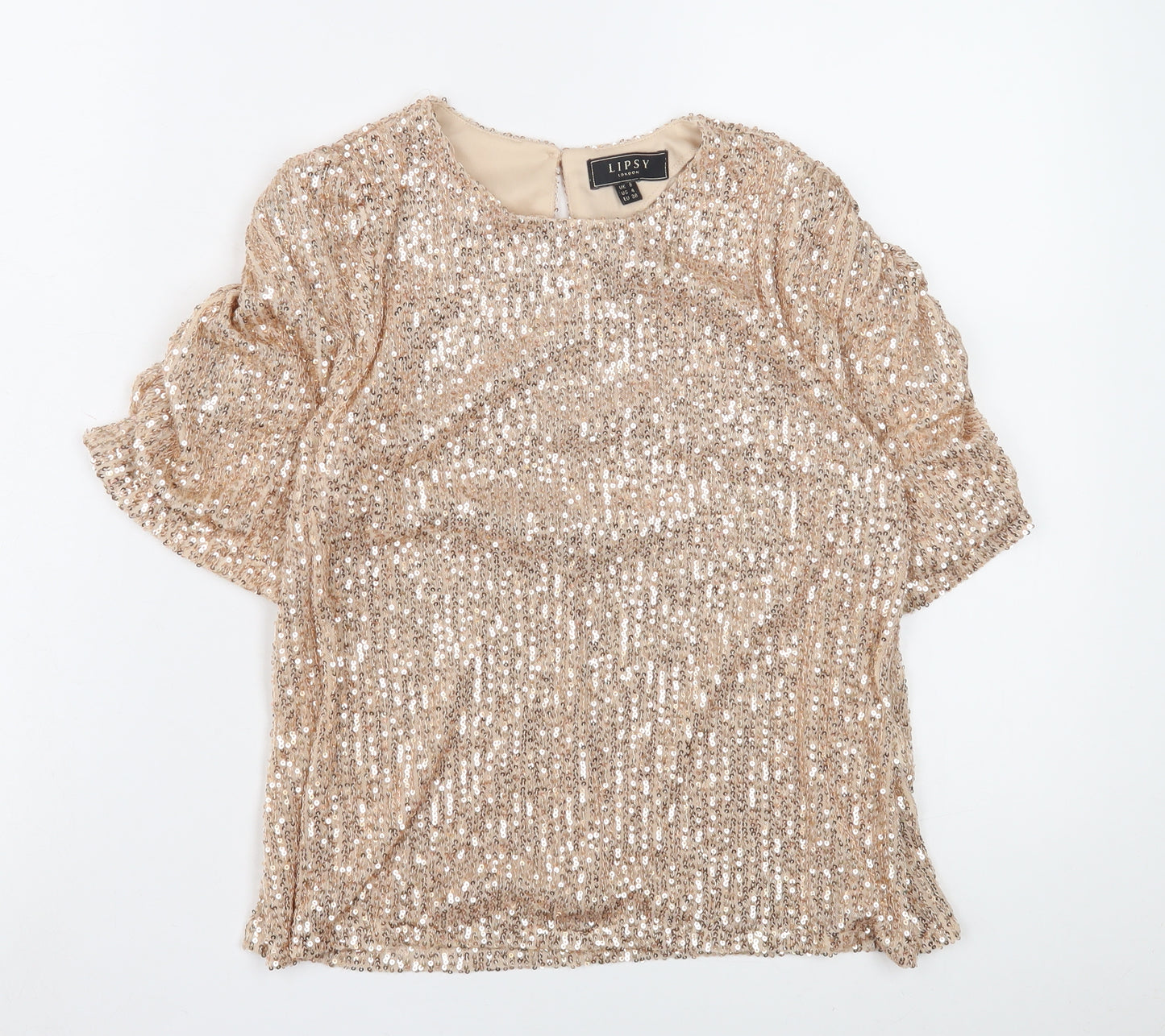 Lipsy Beige Sequin Women’s Top UK 8 Party