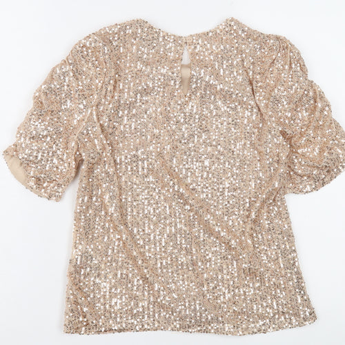 Lipsy Beige Sequin Women’s Top UK 8 Party