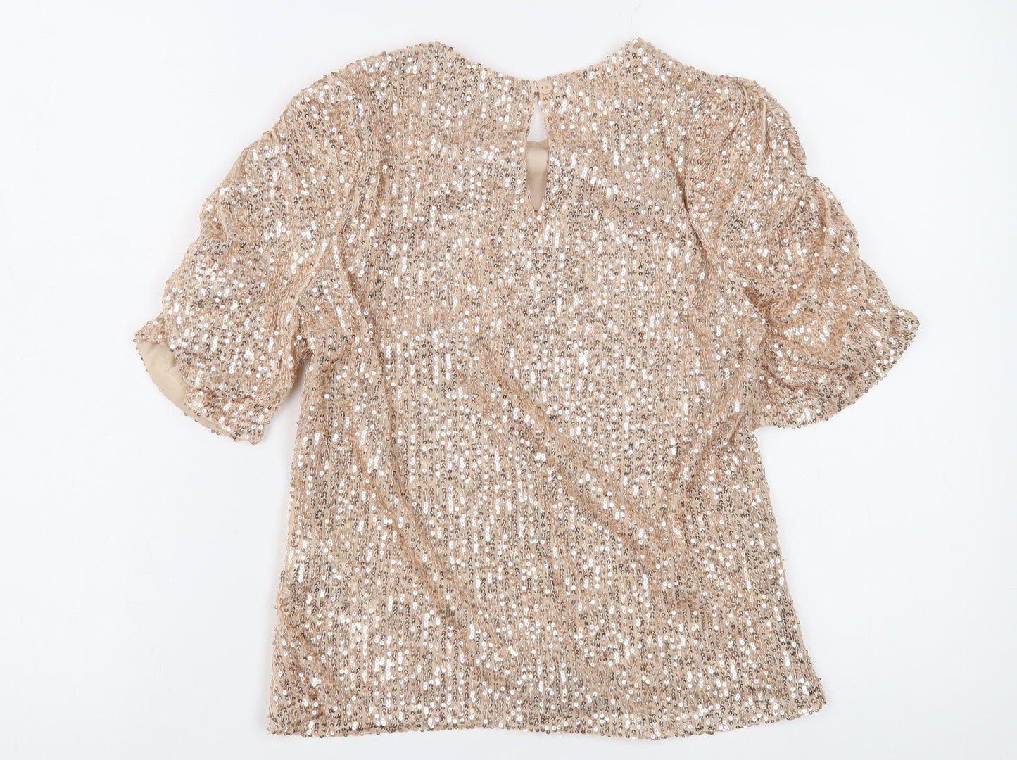 Lipsy Beige Sequin Women’s Top UK 8 Party