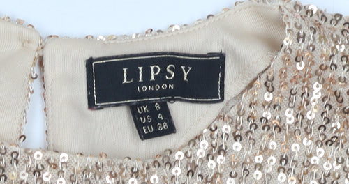 Lipsy Beige Sequin Women’s Top UK 8 Party
