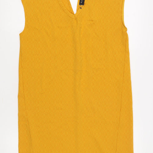 Vila Womens Yellow XS Midi Shift V-Neck Dress