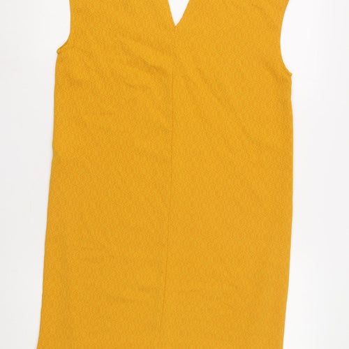 Vila Womens Yellow XS Midi Shift V-Neck Dress