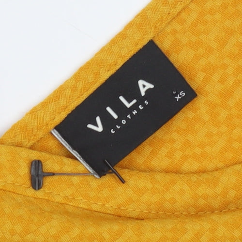 Vila Womens Yellow XS Midi Shift V-Neck Dress