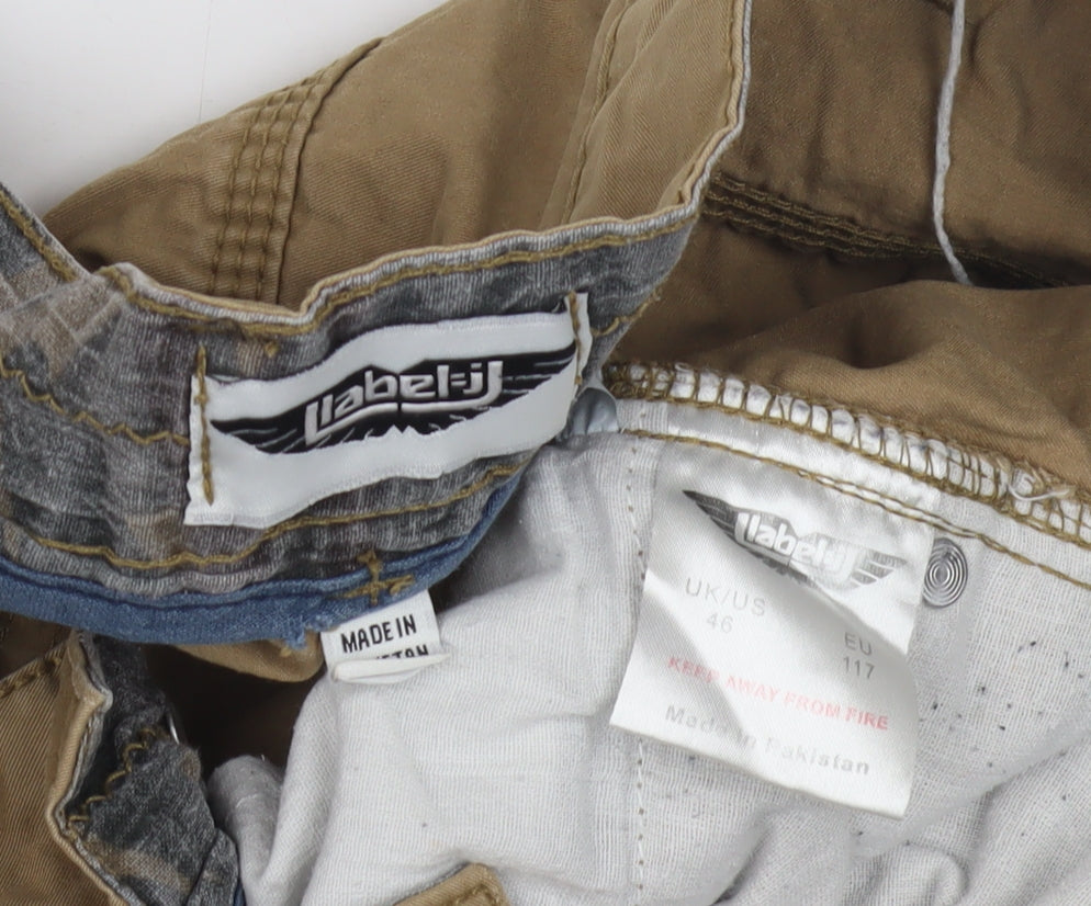 Label J Men's Beige Cargo Shorts XL Casual Pockets