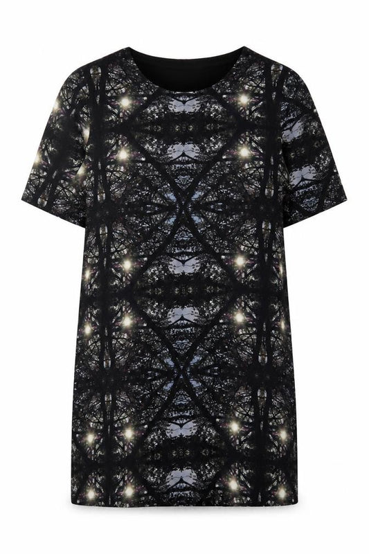 Front view of Emma Louise Women's Black Silk Shift Dress, size 8