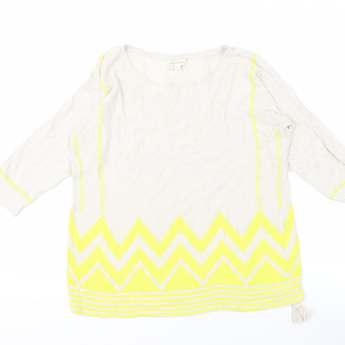 Monsoon Women's Beige Geometric Pullover Jumper M