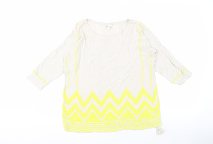 Monsoon Women's Beige Geometric Pullover Jumper M