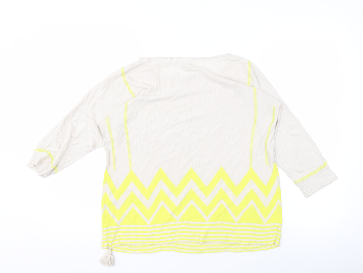 Monsoon Women's Beige Geometric Pullover Jumper M