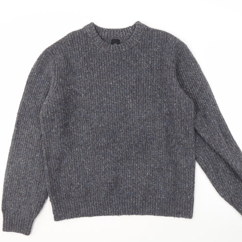 River Island Men's Grey Wool Pullover Jumper Size L