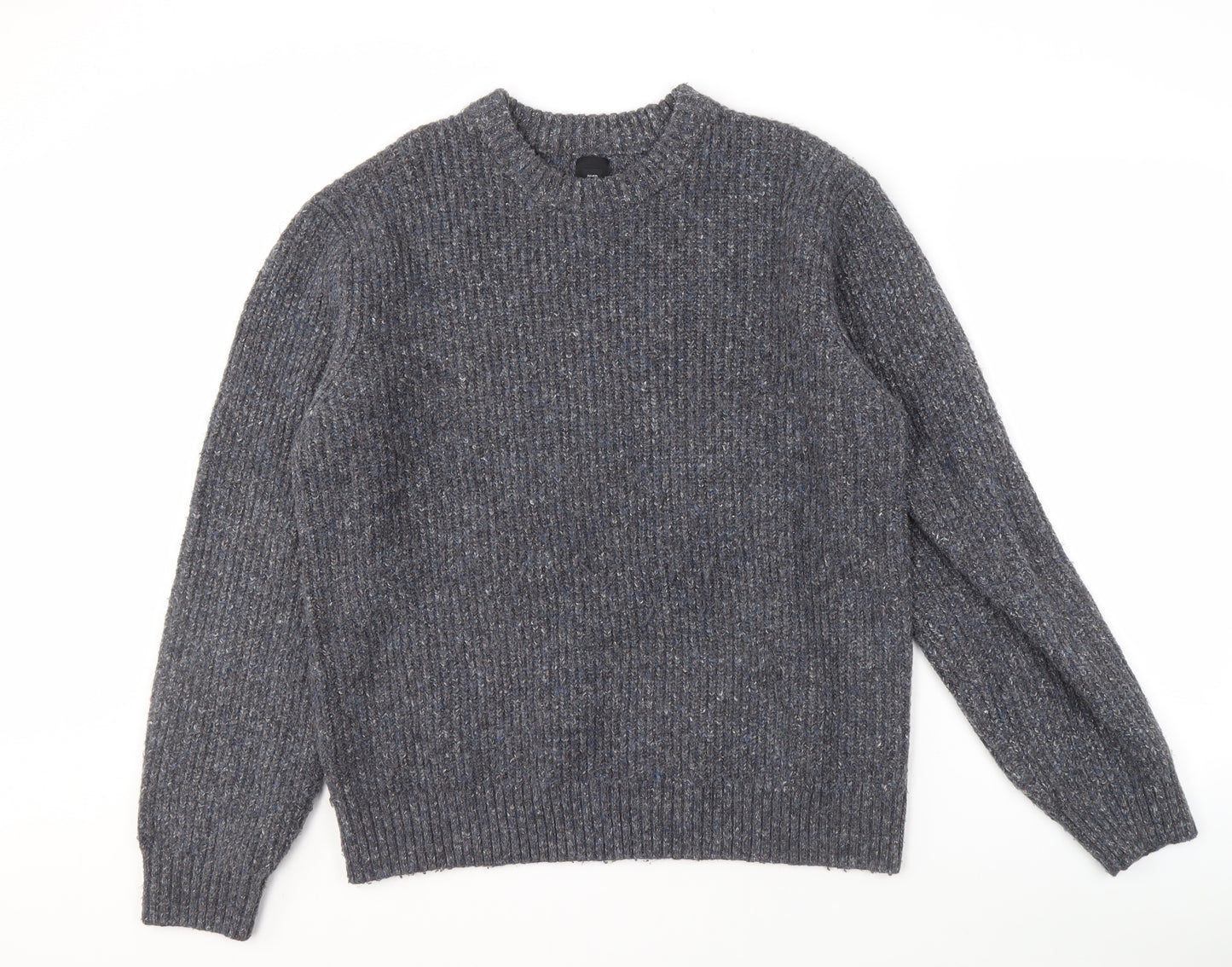 River Island Men's Grey Wool Pullover Jumper Size L