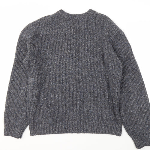 River Island Men's Grey Wool Pullover Jumper Size L