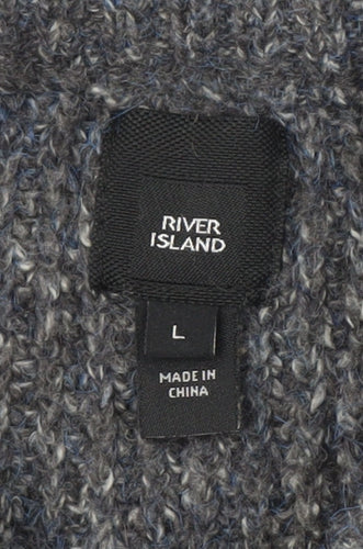 River Island Men's Grey Wool Pullover Jumper Size L