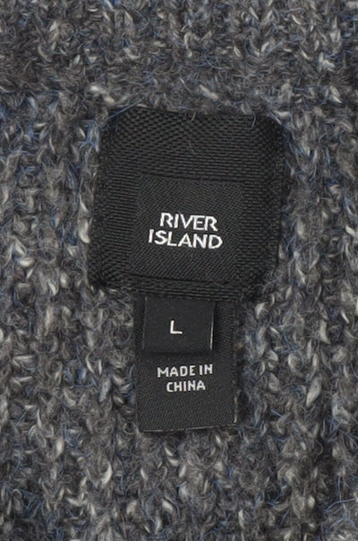River Island Men's Grey Wool Pullover Jumper Size L