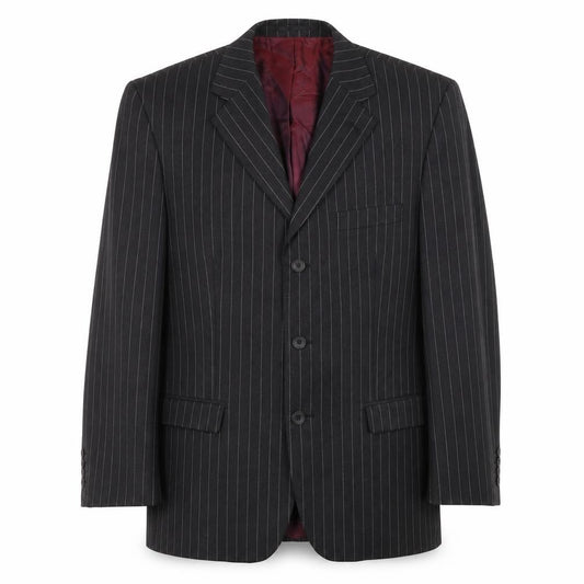 Dehavilland Men's Black Wool Striped Suit Jacket 40R