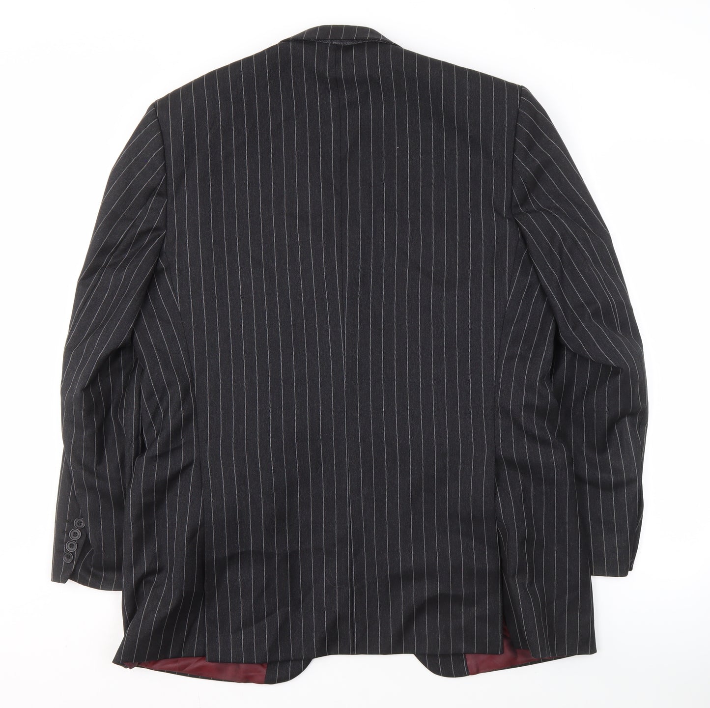 Dehavilland Men's Black Wool Striped Suit Jacket 40R