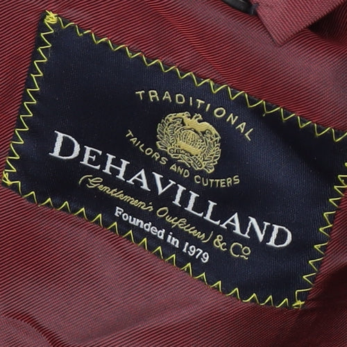 Dehavilland Men's Black Wool Striped Suit Jacket 40R