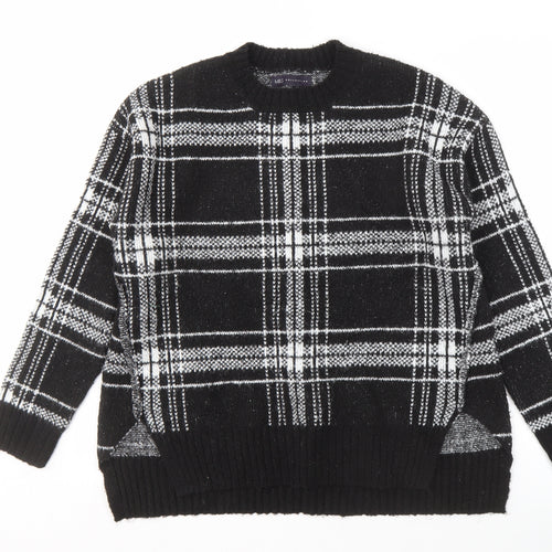Marks and Spencer Women's Black Plaid Pullover Jumper