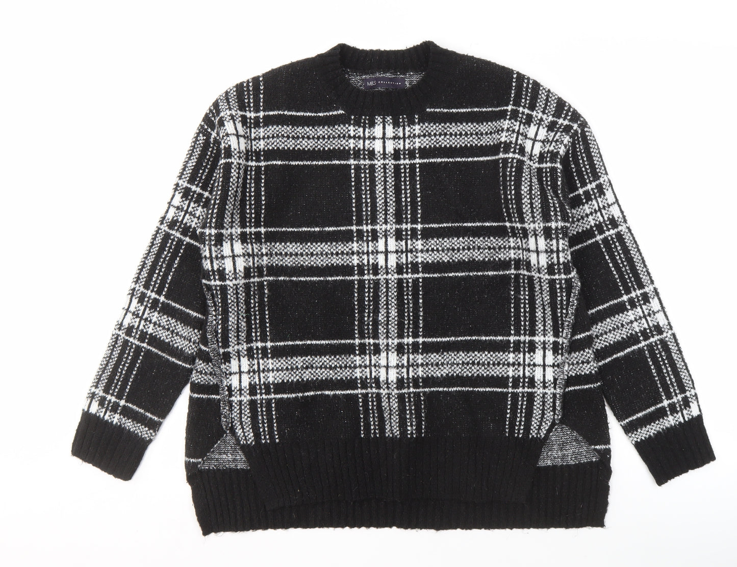 Marks and Spencer Women's Black Plaid Pullover Jumper