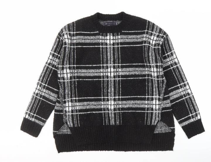Marks and Spencer Women's Black Plaid Pullover Jumper
