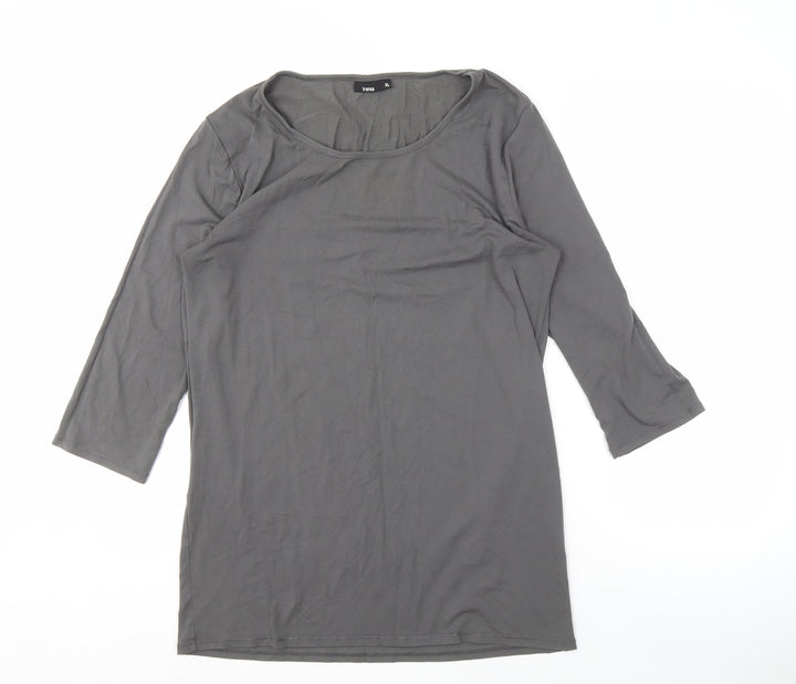 Fransa Women’s Grey Scoop Neck 3/4 Sleeve Top XL