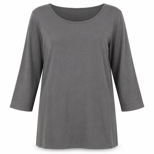 Fransa Women’s Grey Scoop Neck 3/4 Sleeve Top XL