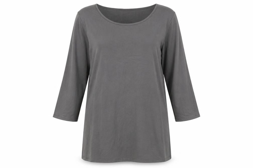 Fransa Women’s Grey Scoop Neck 3/4 Sleeve Top XL