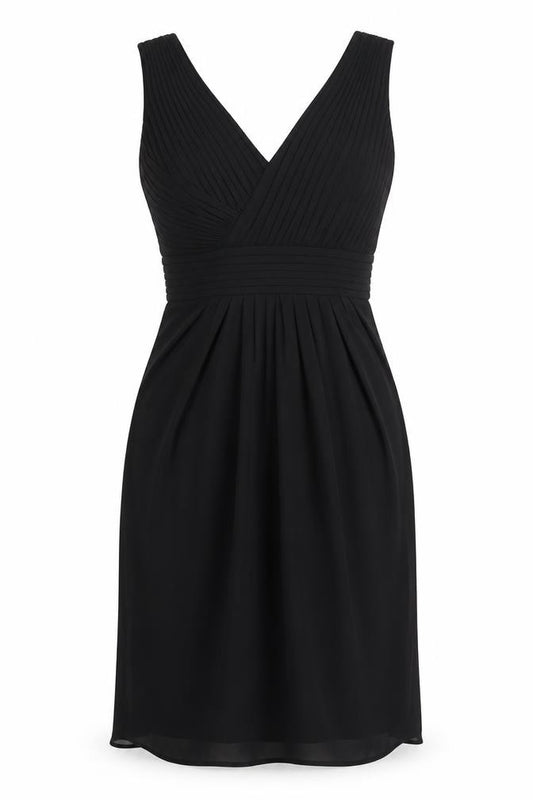 Front view of Coast Women's Black, size 12, Elegant Pleated Dress