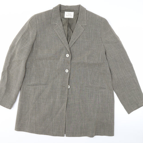Ann Harvey Women's Grey Blazer Size 16 Notch Lapel Lined