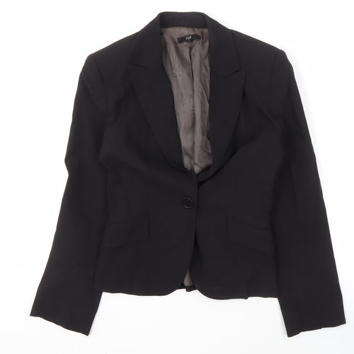 Cue Women Black Blazer Size 10 Business Workwear