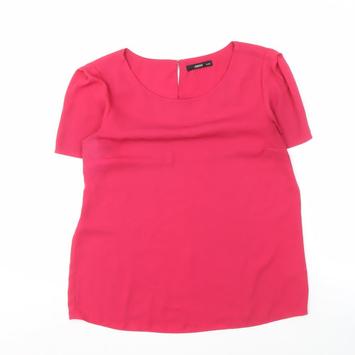 Oasis Women's Pink Blouse 12 Scoop Neck