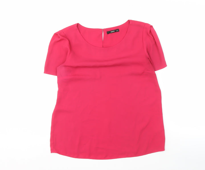 Oasis Women's Pink Blouse 12 Scoop Neck