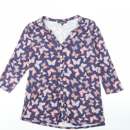 Bonmarché Women's Multicoloured V-Neck Button-Up Top