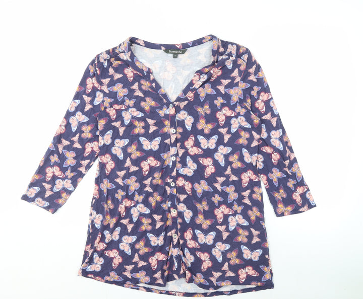 Bonmarché Women's Multicoloured V-Neck Button-Up Top