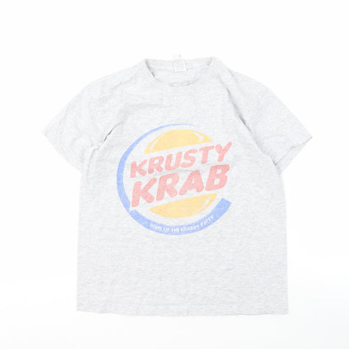 Fruit of the Loom Boys Grey SpongeBob T-Shirt 9-10Y Graphic