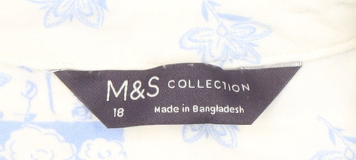 Marks and Spencer Women's Blue Floral Tunic Blouse Size 18