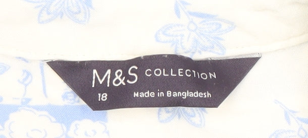 Marks and Spencer Women's Blue Floral Tunic Blouse Size 18