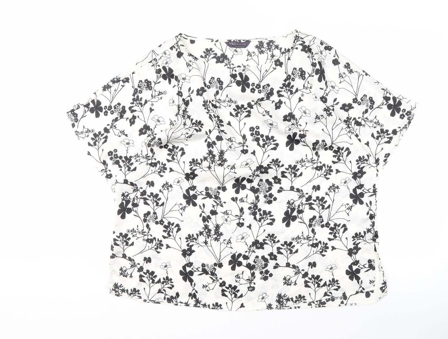 Marks and Spencer Women's Black Floral Blouse Size 14
