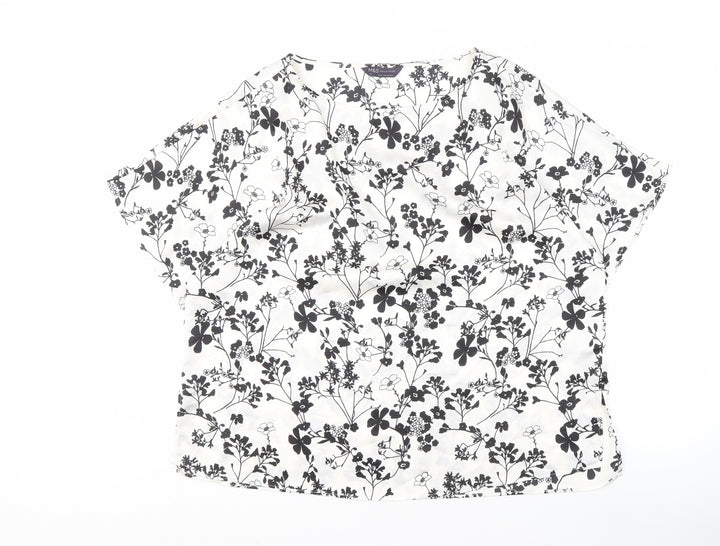 Marks and Spencer Women's Black Floral Blouse Size 14